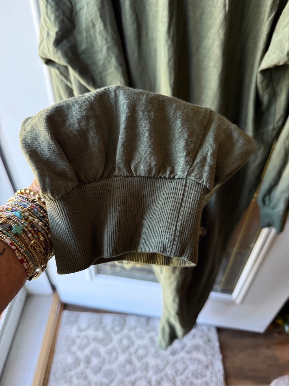 Free People Olive Green V-Neck Long-Sleeve Jumpsuit    JUST BECAUSE ONSIE! - Picture 12 of 12